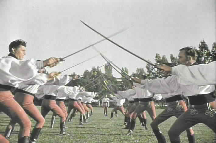 The students practice fencing in Madrid.