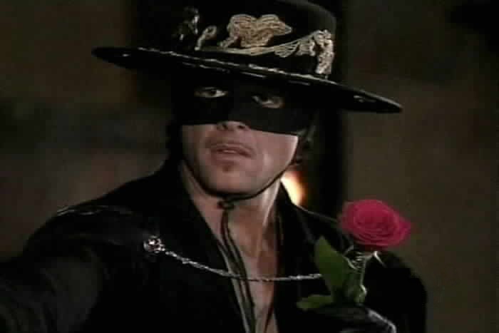 Zorro catches the rose.
