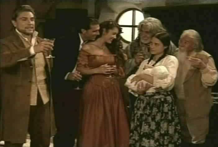 Alejandro toasts to Diego and Esmeralda's happiness.