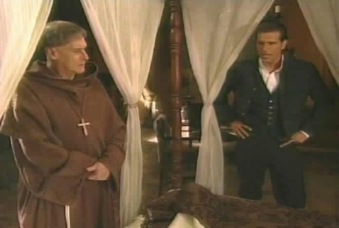 Padre Tomas and Diego speak to Alejandro.