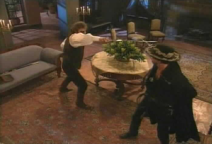 Zorro and Fernando fight.
