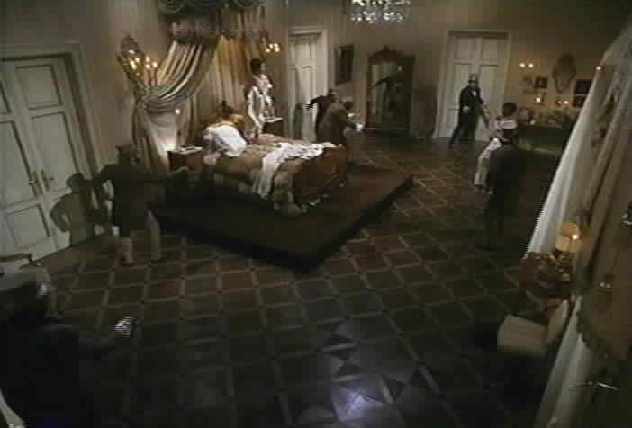 The five brothers burst into the room to fight Don Diego.