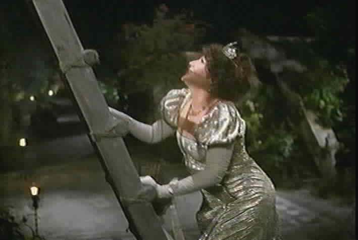 Florinda climbs a ladder up to Diego's room.