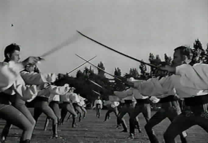 The students practice fencing in Madrid.